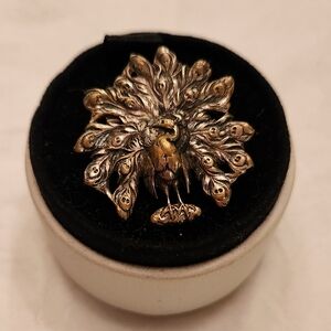 Art Nouveau Silver French Peacock Brooch